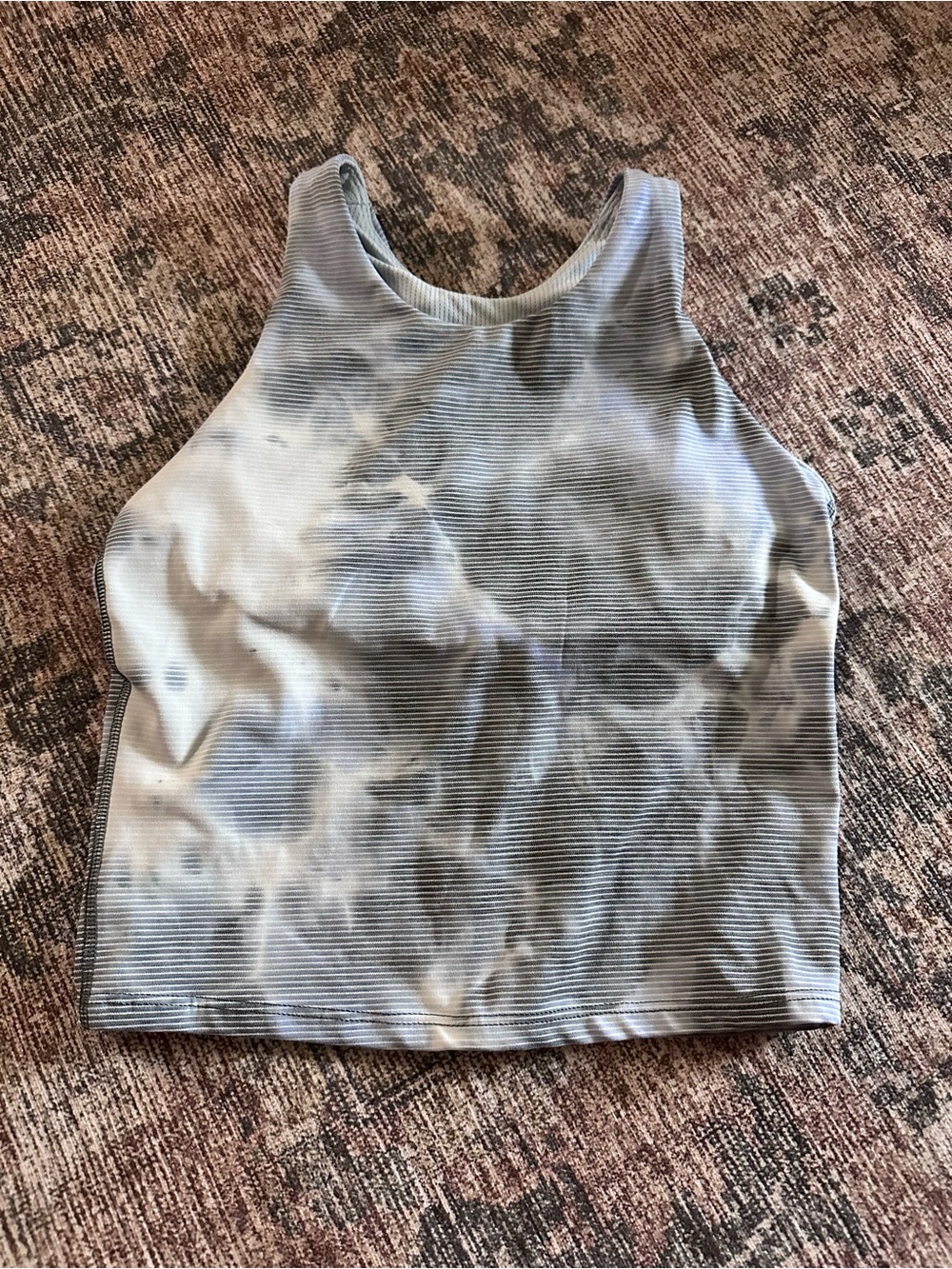 Athleta Girls' Grey Tie-Dye Ribbed High-Neck Tank